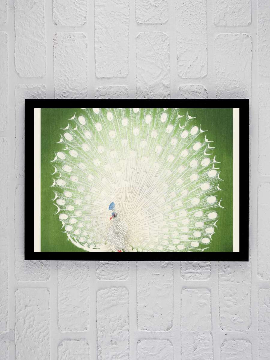 The White Peacock (Emerald… (Emerald Green Glamour) - Ohara Koson Sanatsal Modern Tablo Siyah Çerçeveli Poster Modern Duvar Tablo