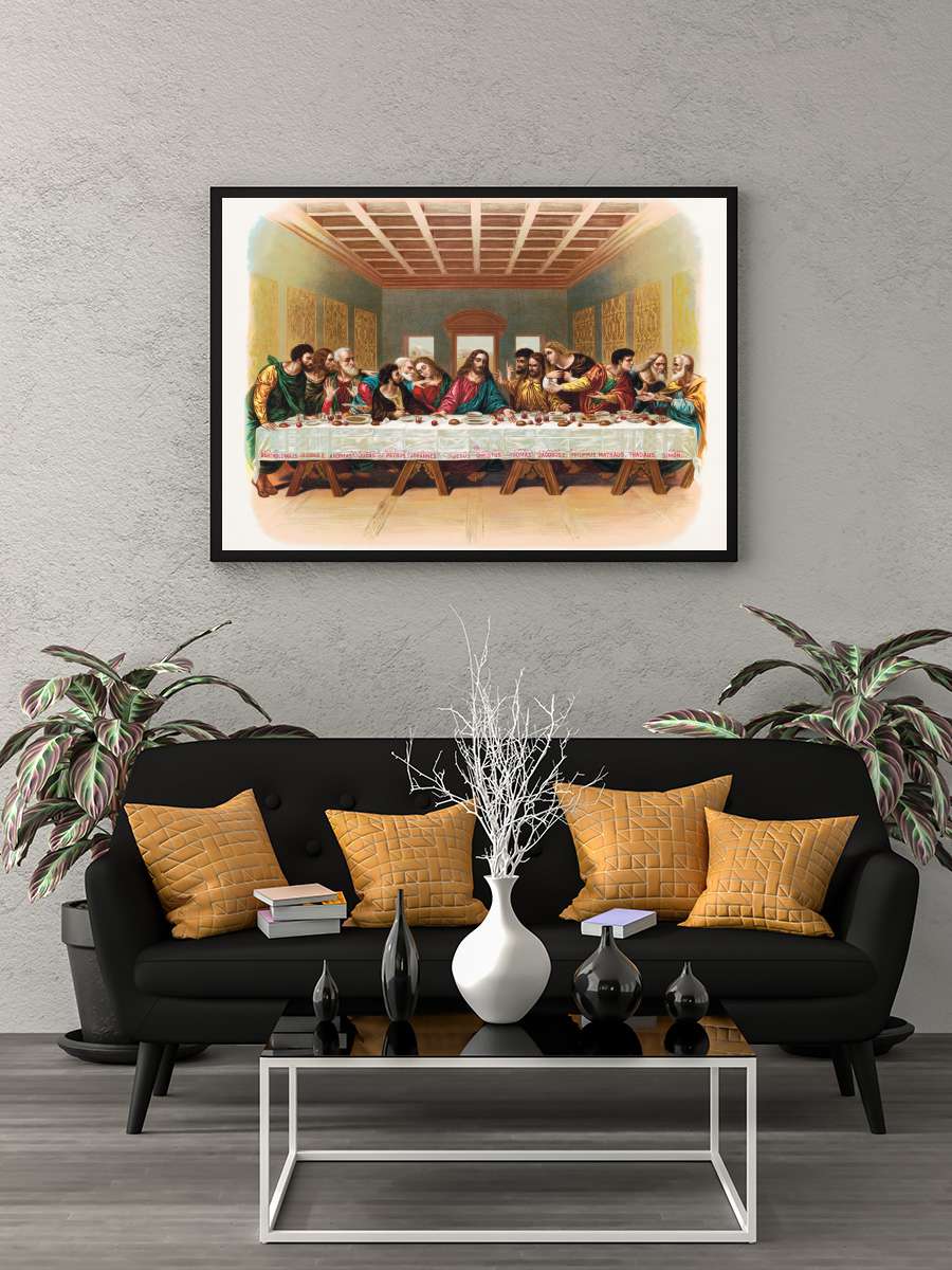 The Last Supper (Restored… (Restored Vintage) - Leonardo da Vinci Sanatsal Modern Tablo Siyah Çerçeveli Poster Modern Duvar Tablo