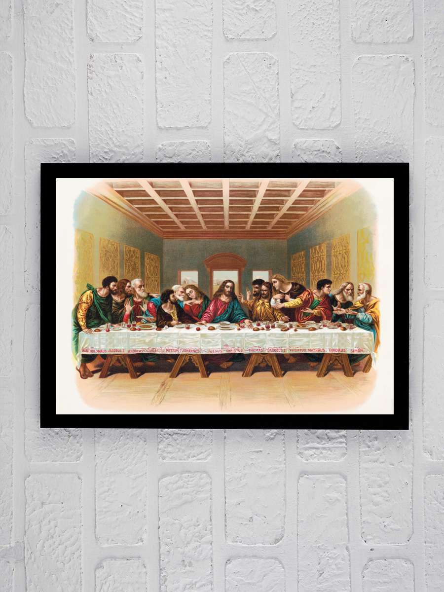 The Last Supper (Restored… (Restored Vintage) - Leonardo da Vinci Sanatsal Modern Tablo Siyah Çerçeveli Poster Modern Duvar Tablo