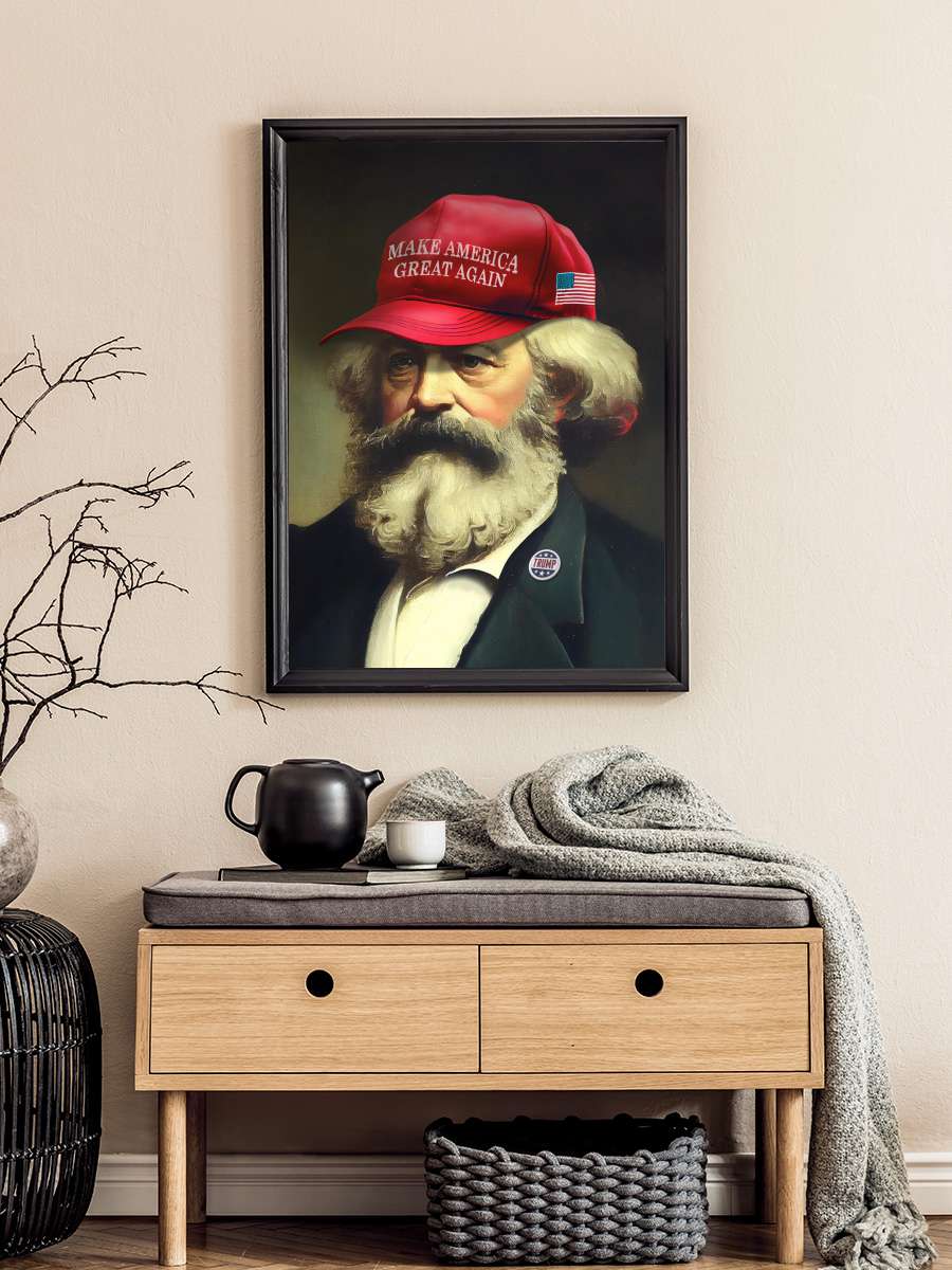 Karl Great Again Sanatsal Modern Tablo Siyah Çerçeveli Poster Modern Duvar Tablo