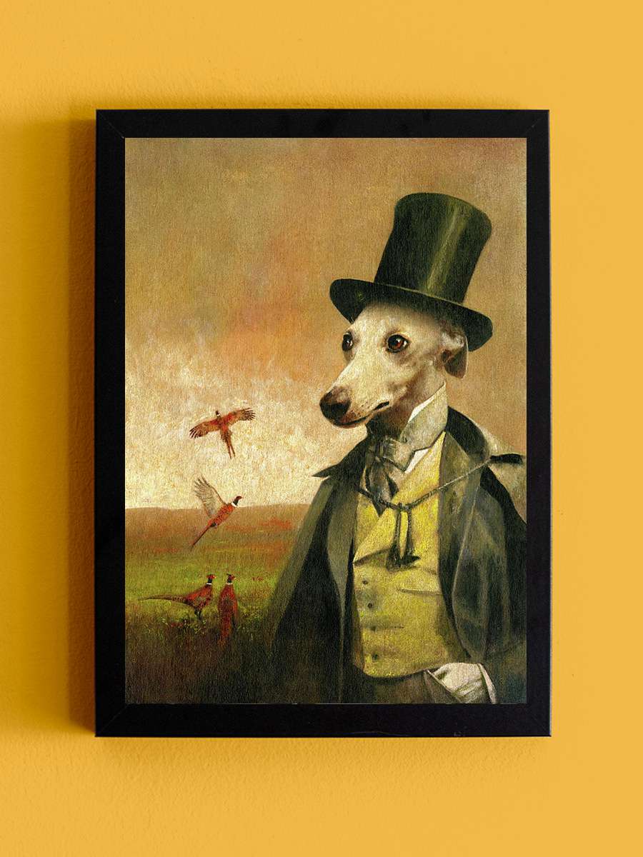 Victorian Whippet Painting Sanatsal Modern Tablo Siyah Çerçeveli Poster Modern Duvar Tablo