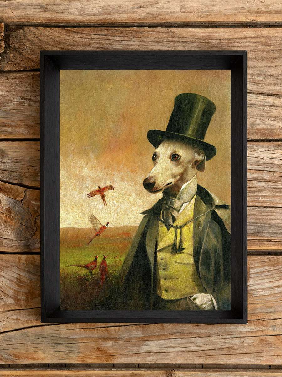 Victorian Whippet Painting Sanatsal Modern Tablo Siyah Çerçeveli Poster Modern Duvar Tablo