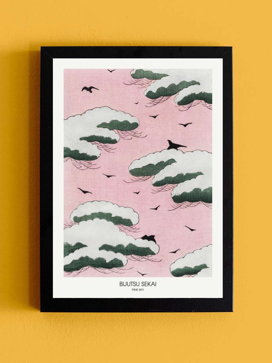 Pink Sky Sanatsal Modern Tablo Siyah Çerçeveli Poster Modern Duvar Tablo