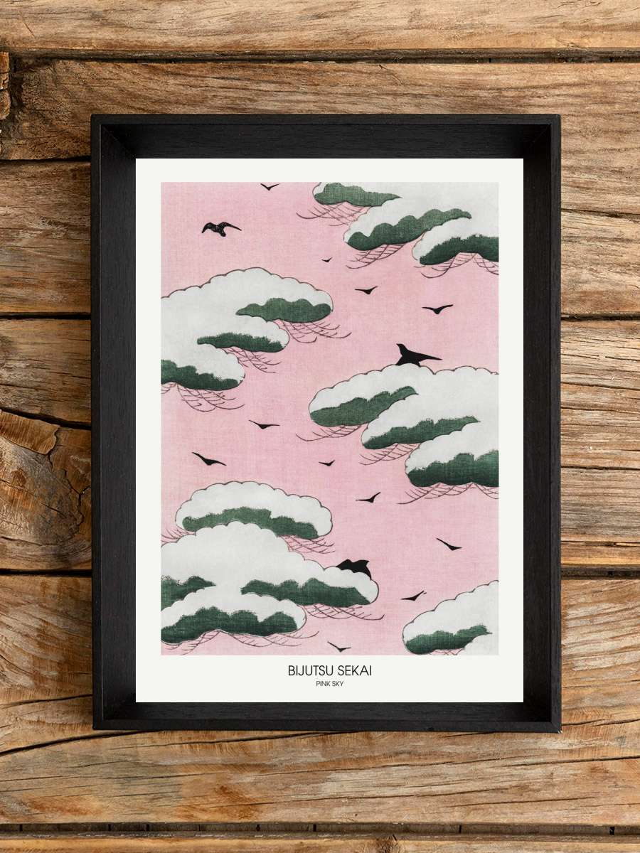 Pink Sky Sanatsal Modern Tablo Siyah Çerçeveli Poster Modern Duvar Tablo