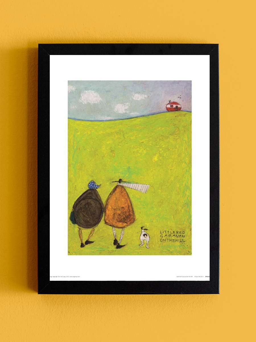 Sam Toft - Little Red Caravan on the Hill Sanatsal Modern Tablo Siyah Çerçeveli Poster Modern Duvar Tablo