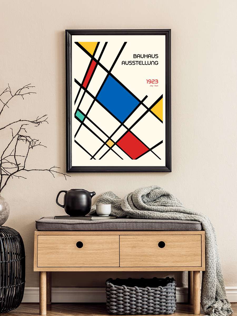 Bauhaus Geometric Design Retro Sanatsal Modern Tablo Siyah Çerçeveli Poster Modern Duvar Tablo