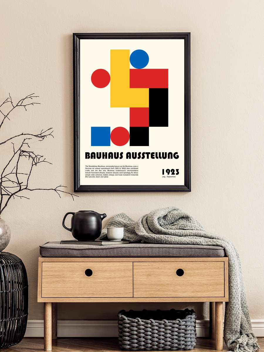 Bauhaus Ausstellung Sanatsal Modern Tablo Siyah Çerçeveli Poster Modern Duvar Tablo