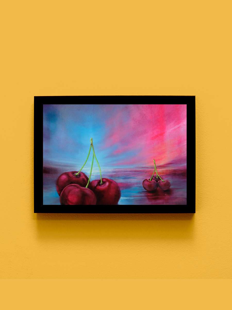 Cherries Sanatsal Modern Tablo Siyah Çerçeveli Poster Modern Duvar Tablo