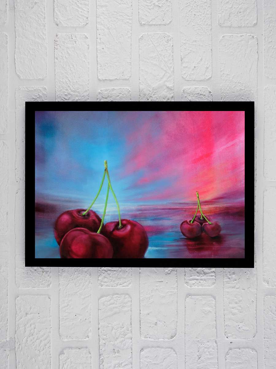 Cherries Sanatsal Modern Tablo Siyah Çerçeveli Poster Modern Duvar Tablo