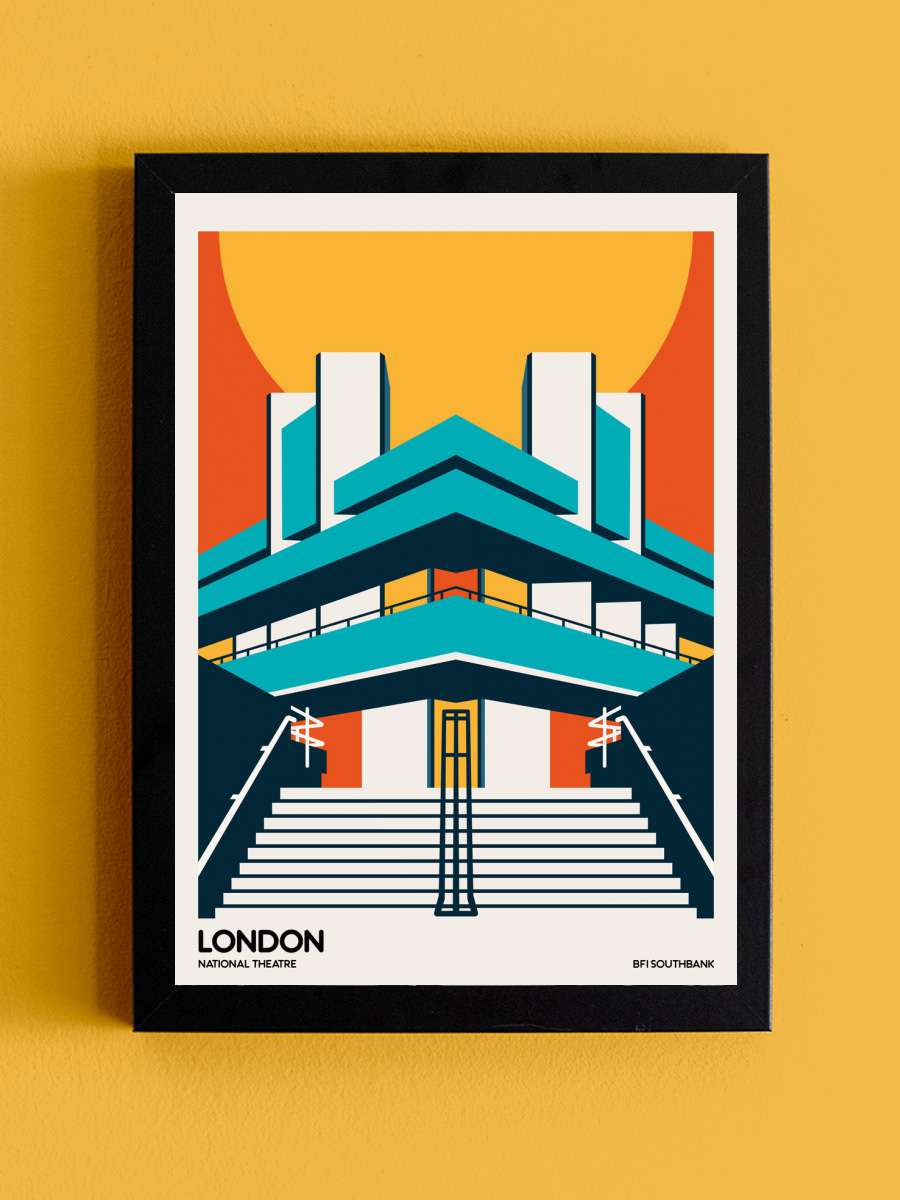 London BFI Southbank Brutalist… Brutalist Architecture Sanatsal Modern Tablo Siyah Çerçeveli Poster Modern Duvar Tablo