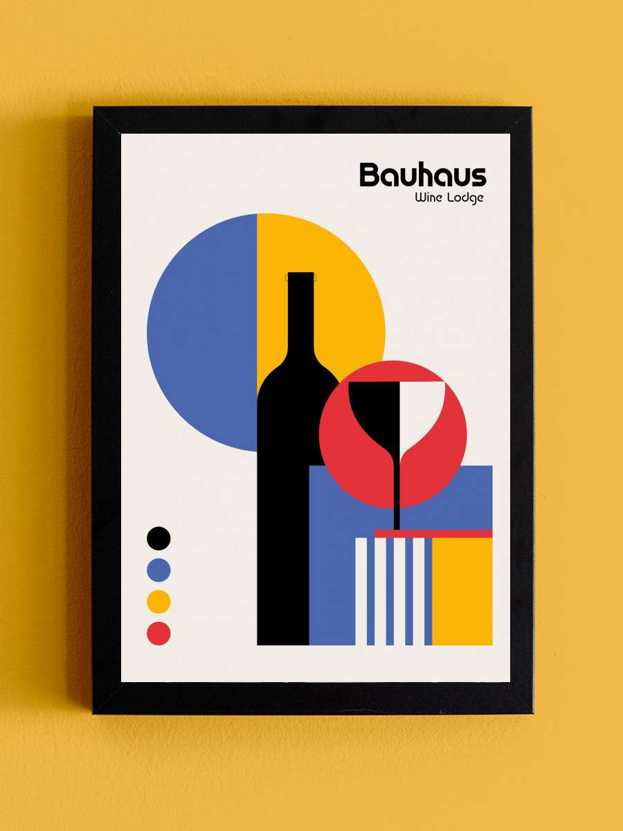 Bauhaus Wine Lodge Sanatsal Modern Tablo Siyah Çerçeveli Poster Modern Duvar Tablo