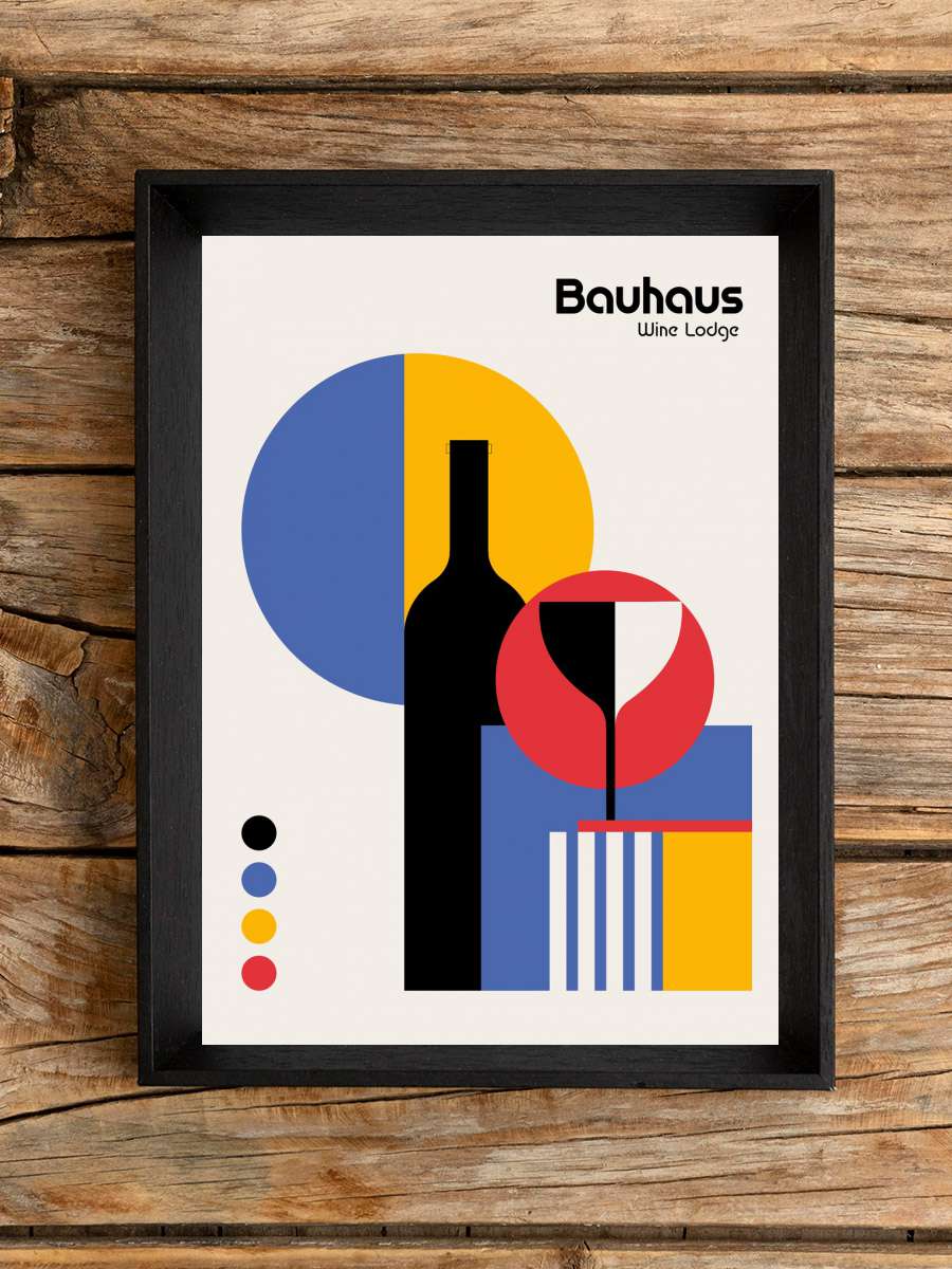 Bauhaus Wine Lodge Sanatsal Modern Tablo Siyah Çerçeveli Poster Modern Duvar Tablo