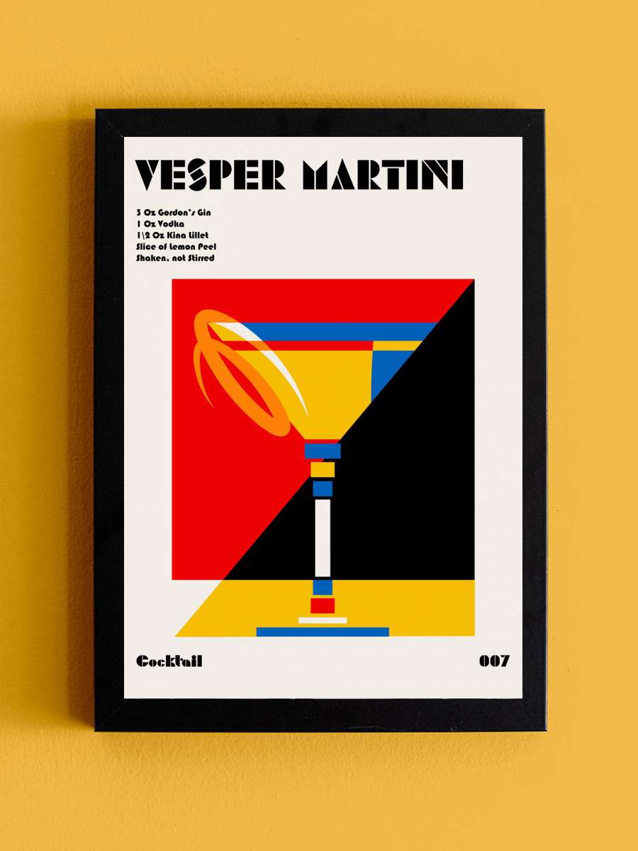 Vesper Martini Bauhaus Cocktail Sanatsal Modern Tablo Siyah Çerçeveli Poster Modern Duvar Tablo