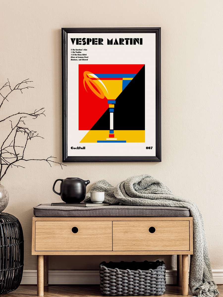 Vesper Martini Bauhaus Cocktail Sanatsal Modern Tablo Siyah Çerçeveli Poster Modern Duvar Tablo