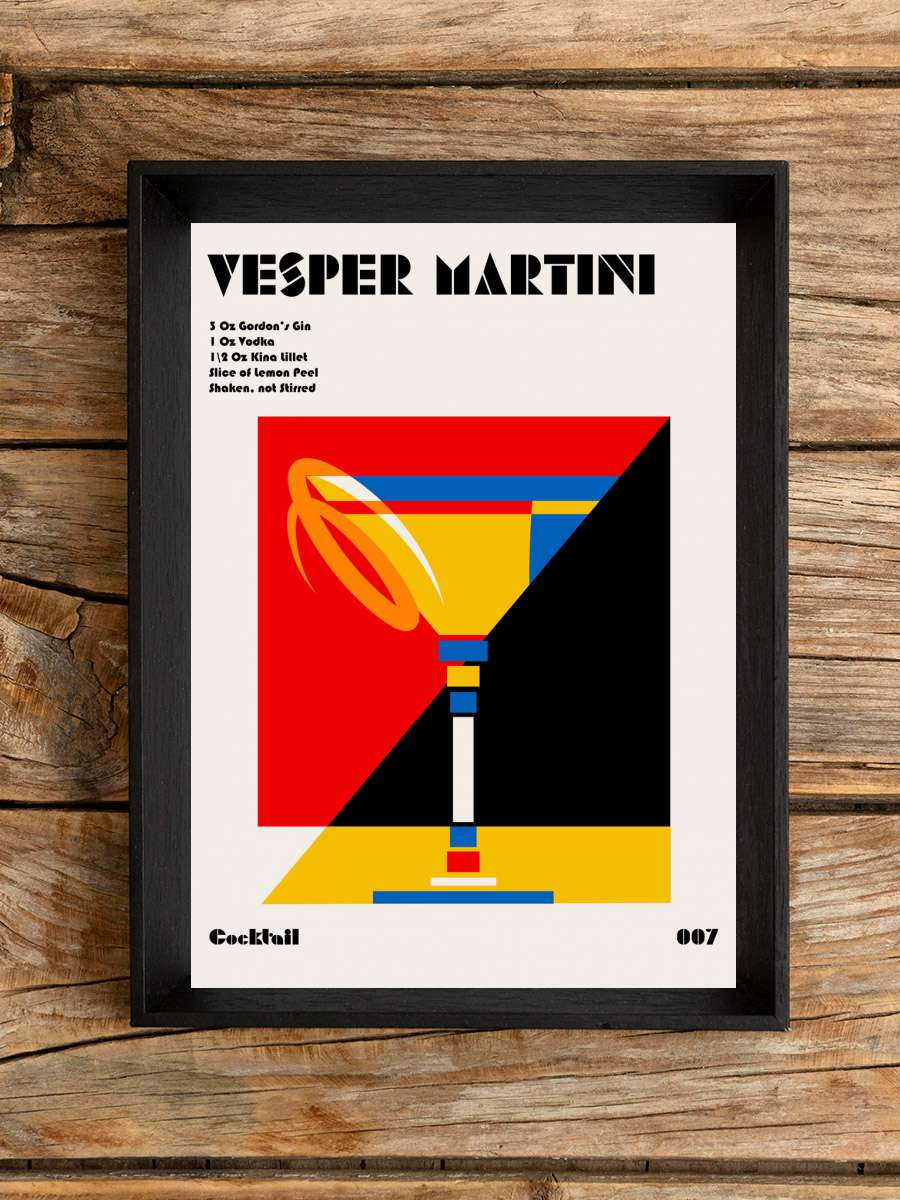 Vesper Martini Bauhaus Cocktail Sanatsal Modern Tablo Siyah Çerçeveli Poster Modern Duvar Tablo