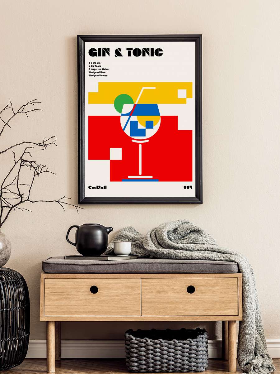 Gin a Tonic Bauhaus Cocktail Sanatsal Modern Tablo Siyah Çerçeveli Poster Modern Duvar Tablo