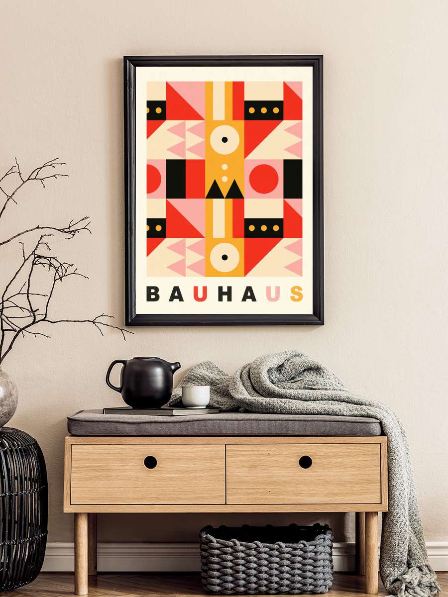 Original Bauhaus (No.2) in Pink… Pink & Red Sanatsal Modern Tablo Siyah Çerçeveli Poster Modern Duvar Tablo