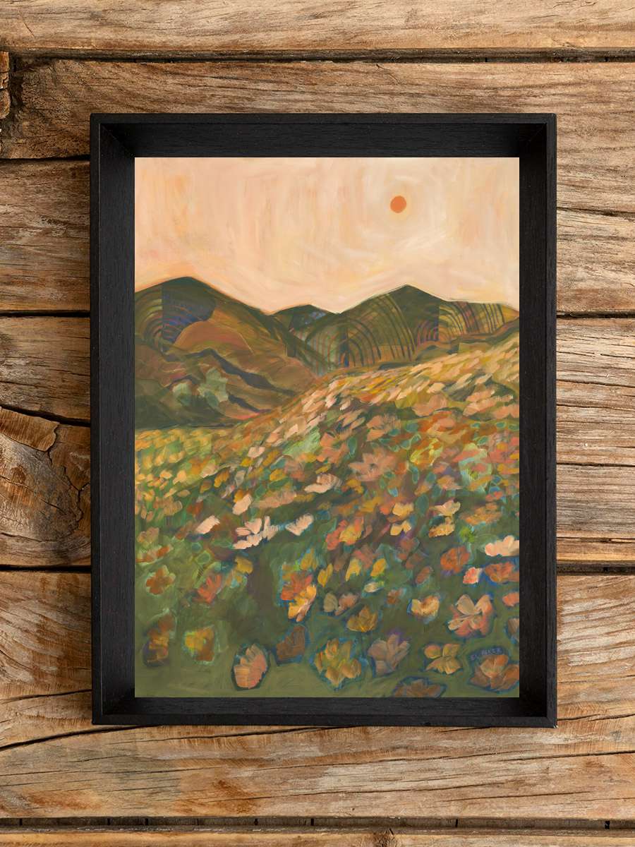 Blooming field Sanatsal Modern Tablo Siyah Çerçeveli Poster Modern Duvar Tablo