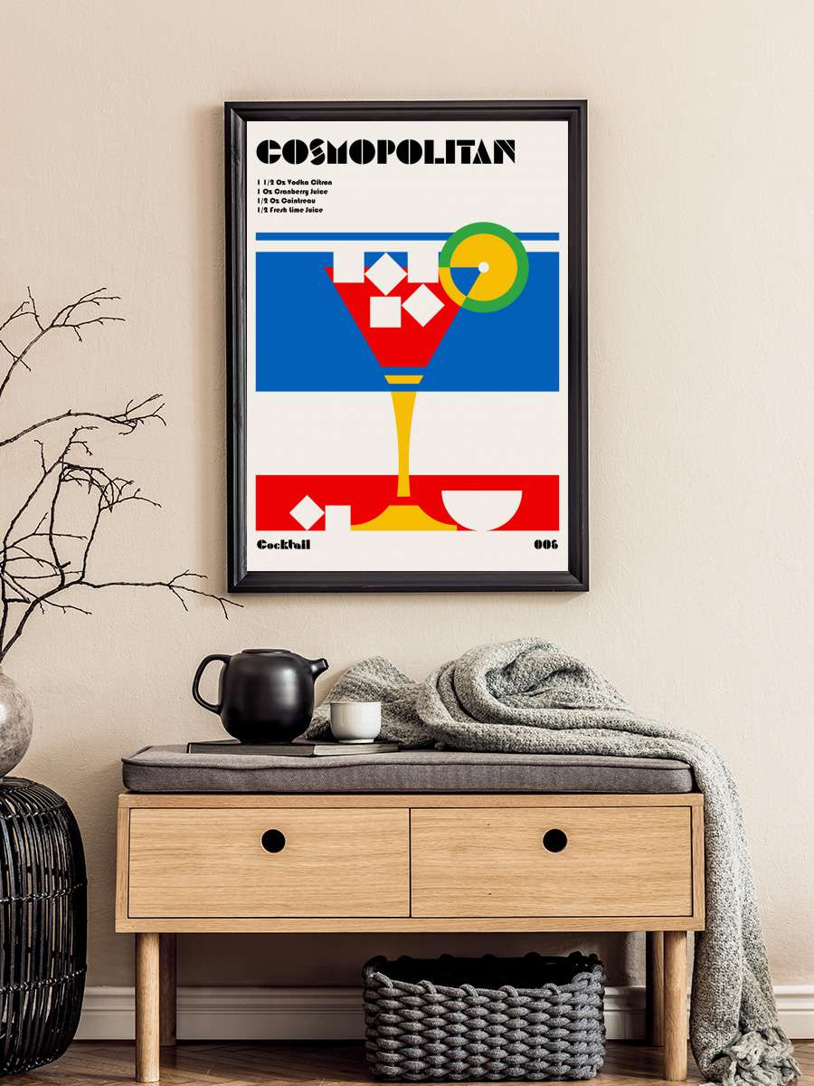 Cosmopolitan Bauhaus Cocktail Sanatsal Modern Tablo Siyah Çerçeveli Poster Modern Duvar Tablo