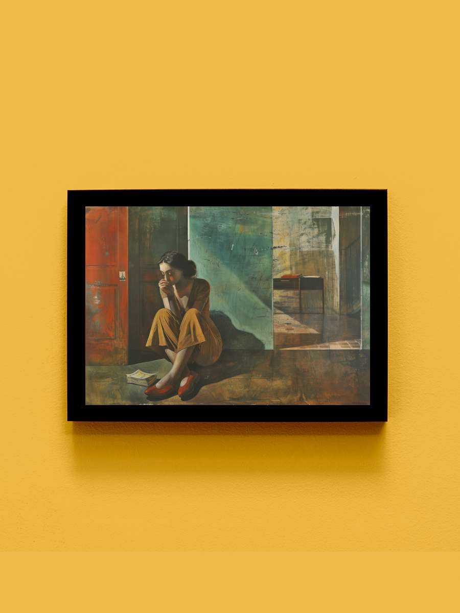 Contemplation in the style of… of Balthus Sanatsal Modern Tablo Siyah Çerçeveli Poster Modern Duvar Tablo