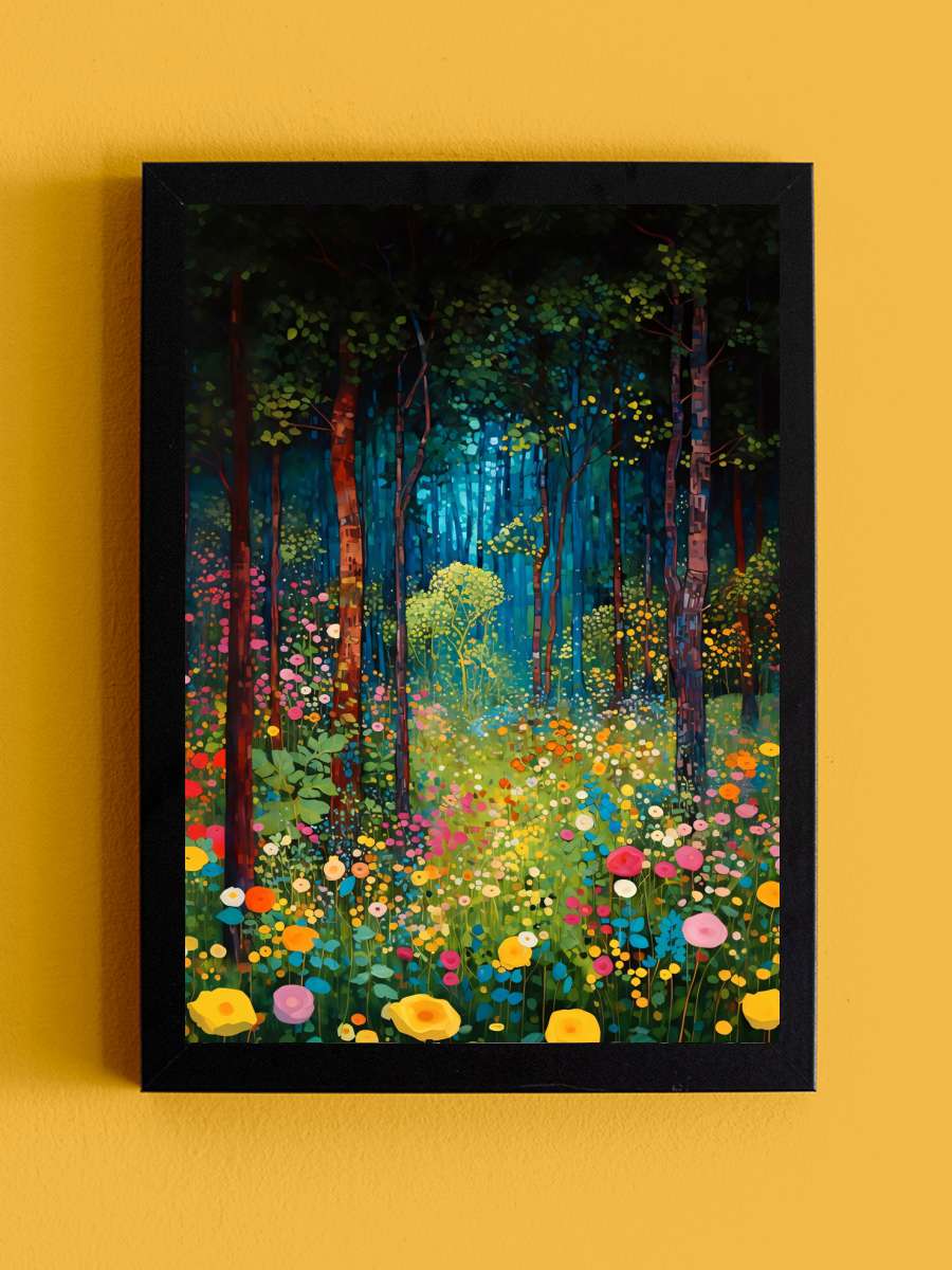 Flower Forest Sanatsal Modern Tablo Siyah Çerçeveli Poster Modern Duvar Tablo