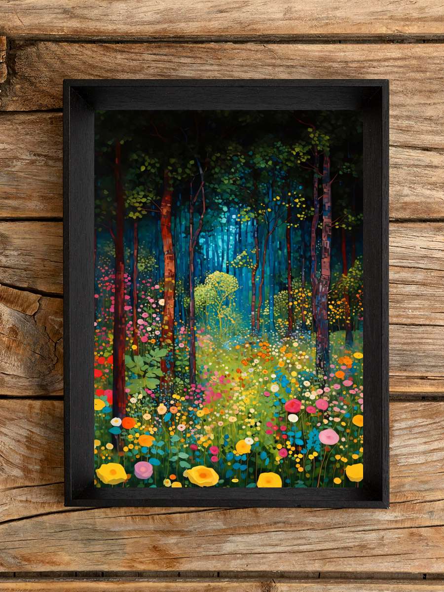 Flower Forest Sanatsal Modern Tablo Siyah Çerçeveli Poster Modern Duvar Tablo