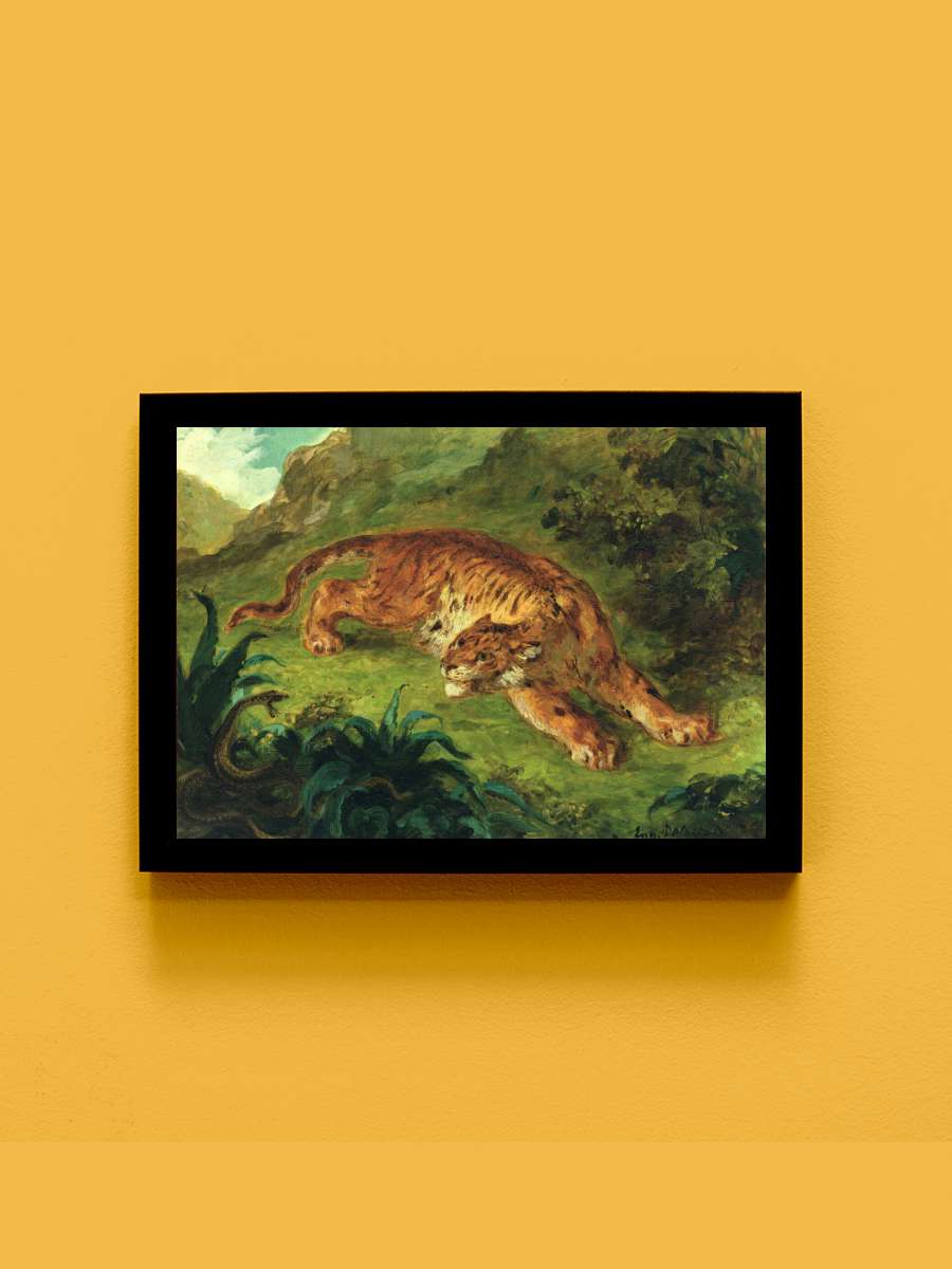 The Tiger & Snake (Tropical… (Tropical Vintage Painting) -… Sanatsal Modern Tablo Siyah Çerçeveli Poster Modern Duvar Tablo