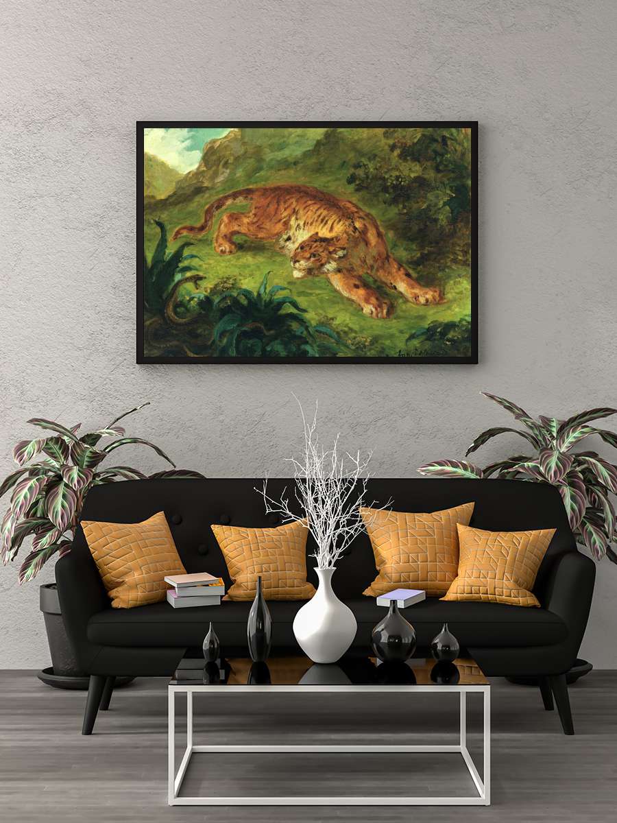 The Tiger & Snake (Tropical… (Tropical Vintage Painting) -… Sanatsal Modern Tablo Siyah Çerçeveli Poster Modern Duvar Tablo