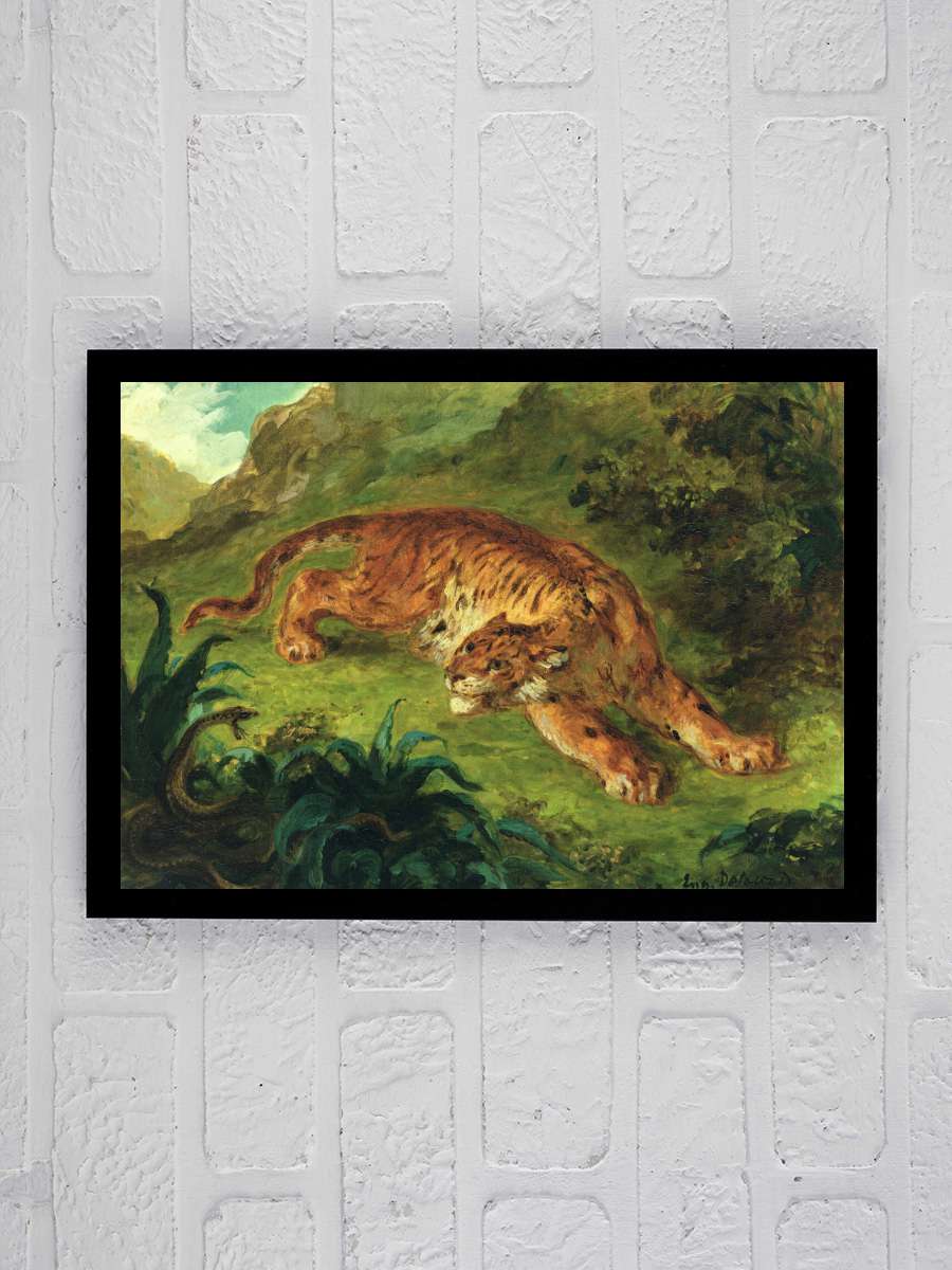 The Tiger & Snake (Tropical… (Tropical Vintage Painting) -… Sanatsal Modern Tablo Siyah Çerçeveli Poster Modern Duvar Tablo