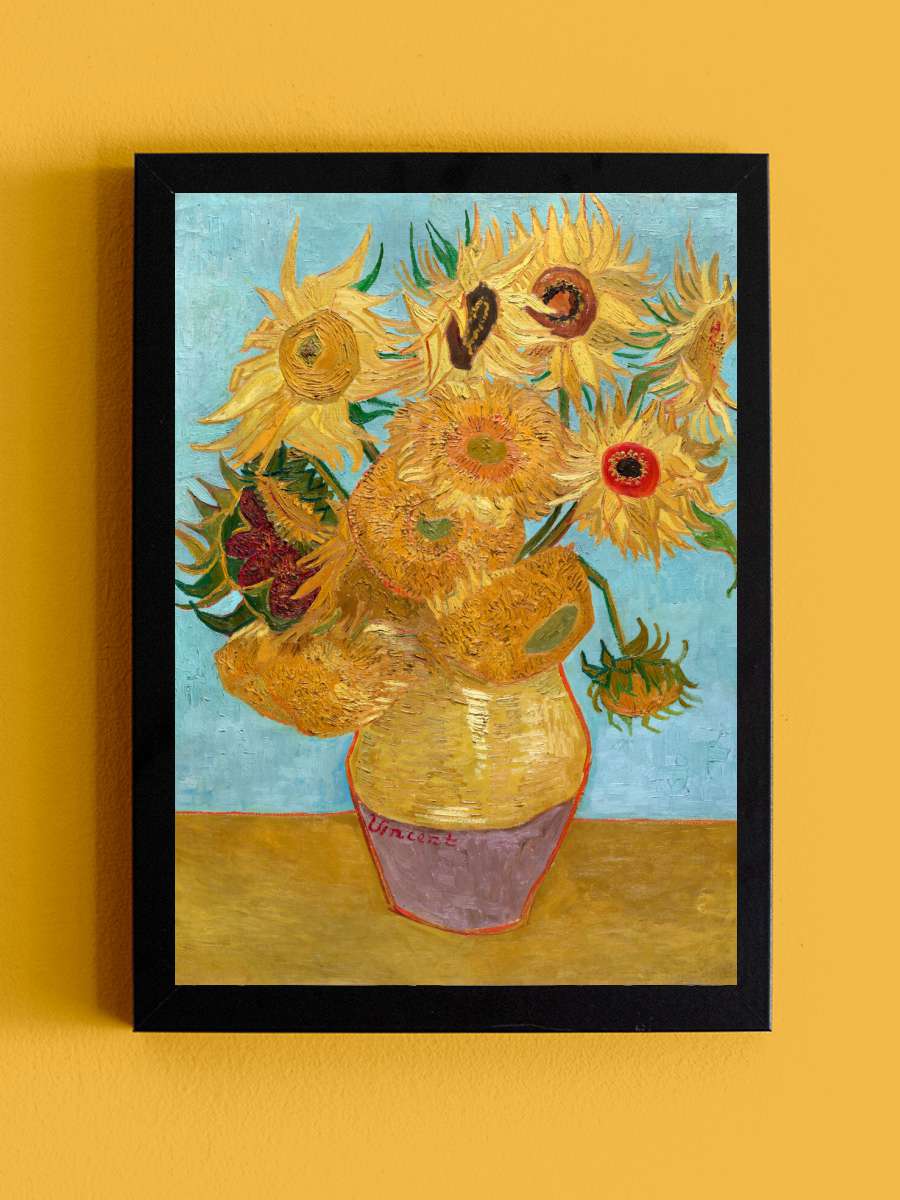 Vase with Twelve Sunflowers -… - Vincent Van Gogh Sanatsal Modern Tablo Siyah Çerçeveli Poster Modern Duvar Tablo