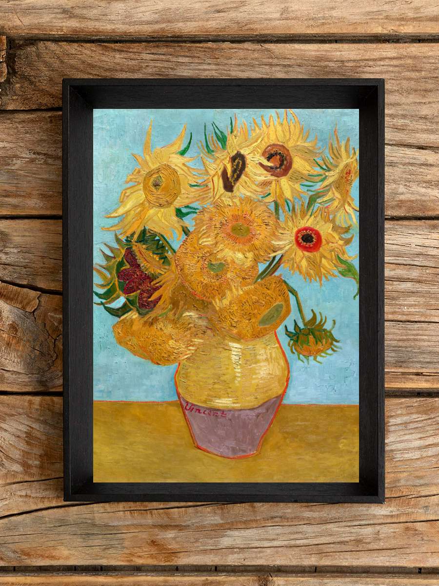 Vase with Twelve Sunflowers -… - Vincent Van Gogh Sanatsal Modern Tablo Siyah Çerçeveli Poster Modern Duvar Tablo