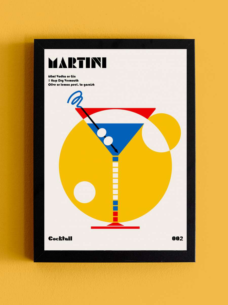 Martini Bauhaus Cocktail Sanatsal Modern Tablo Siyah Çerçeveli Poster Modern Duvar Tablo