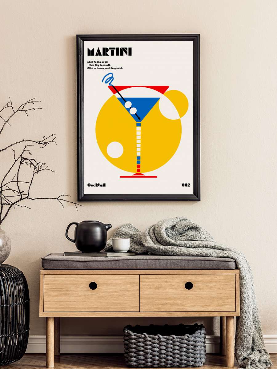 Martini Bauhaus Cocktail Sanatsal Modern Tablo Siyah Çerçeveli Poster Modern Duvar Tablo