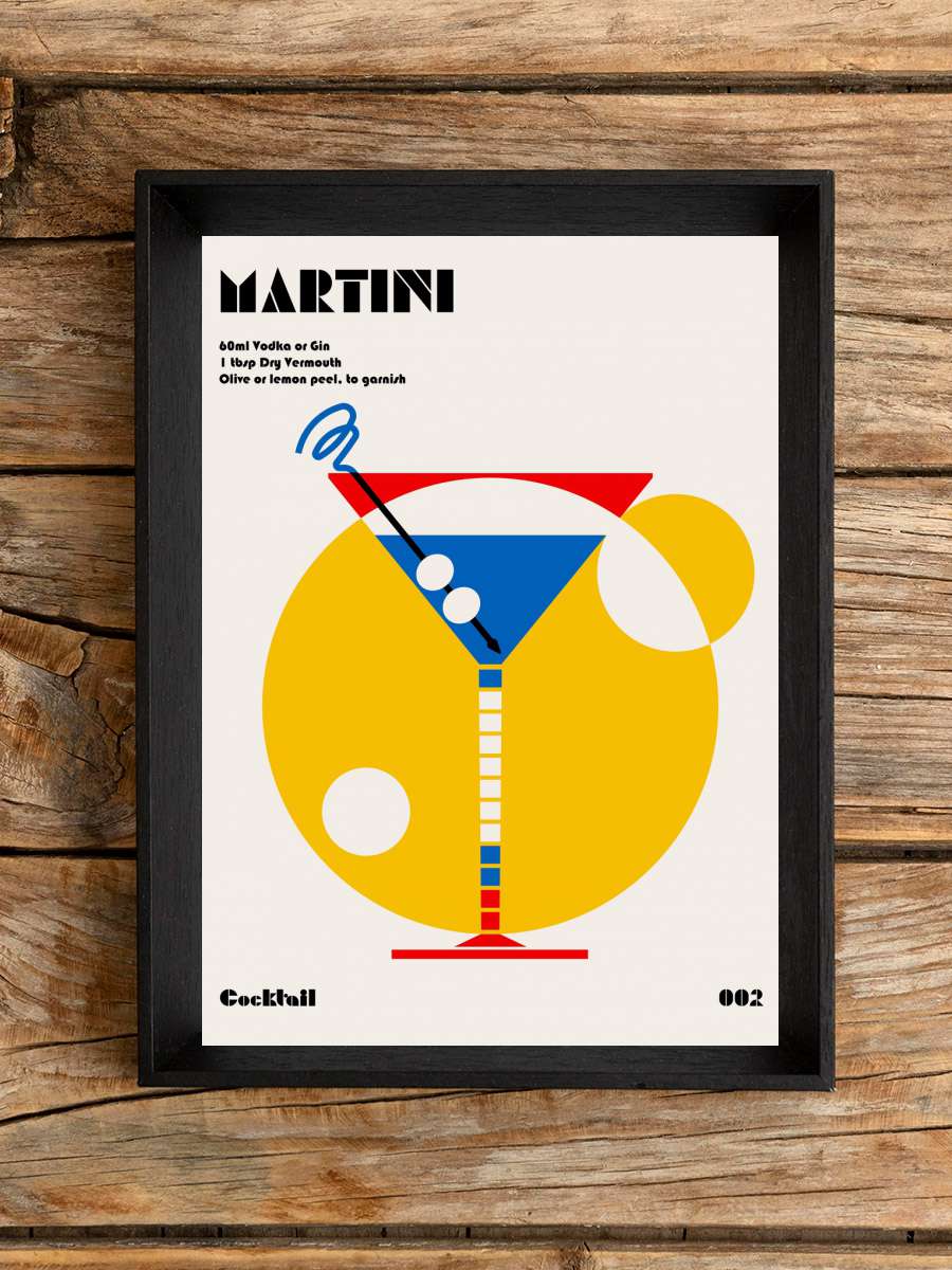 Martini Bauhaus Cocktail Sanatsal Modern Tablo Siyah Çerçeveli Poster Modern Duvar Tablo