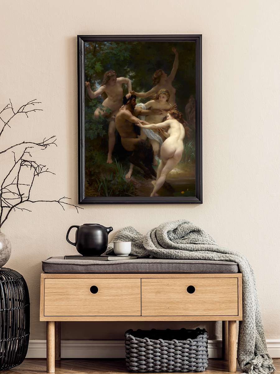 Nymphs & Satyr (Male Female… Female Fantasy Nude) - William… Sanatsal Modern Tablo Siyah Çerçeveli Poster Modern Duvar Tablo