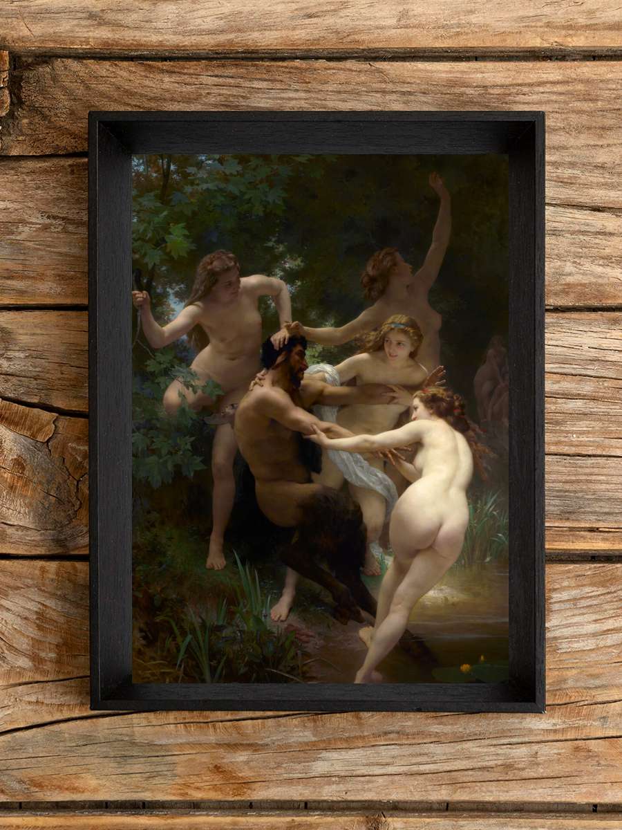 Nymphs & Satyr (Male Female… Female Fantasy Nude) - William… Sanatsal Modern Tablo Siyah Çerçeveli Poster Modern Duvar Tablo