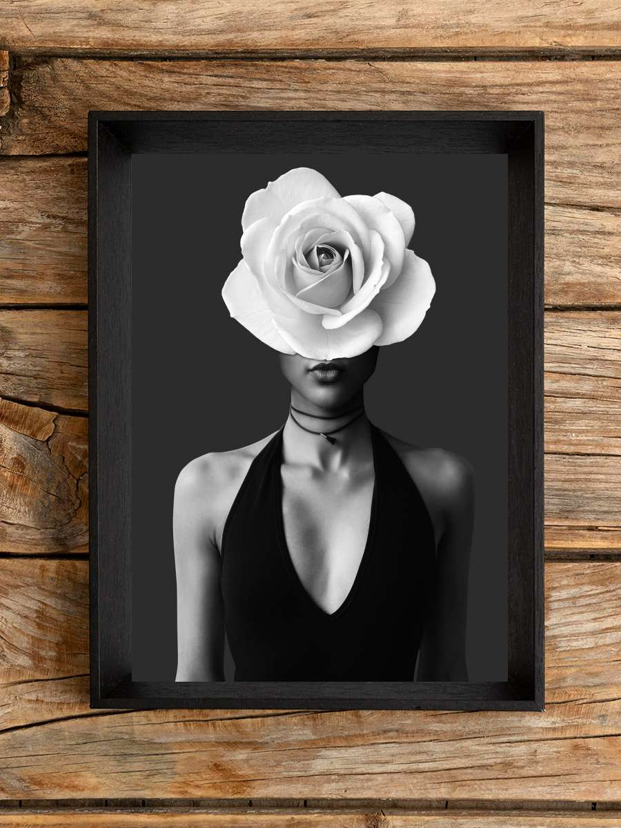 Rose Sanatsal Modern Tablo Siyah Çerçeveli Poster Modern Duvar Tablo