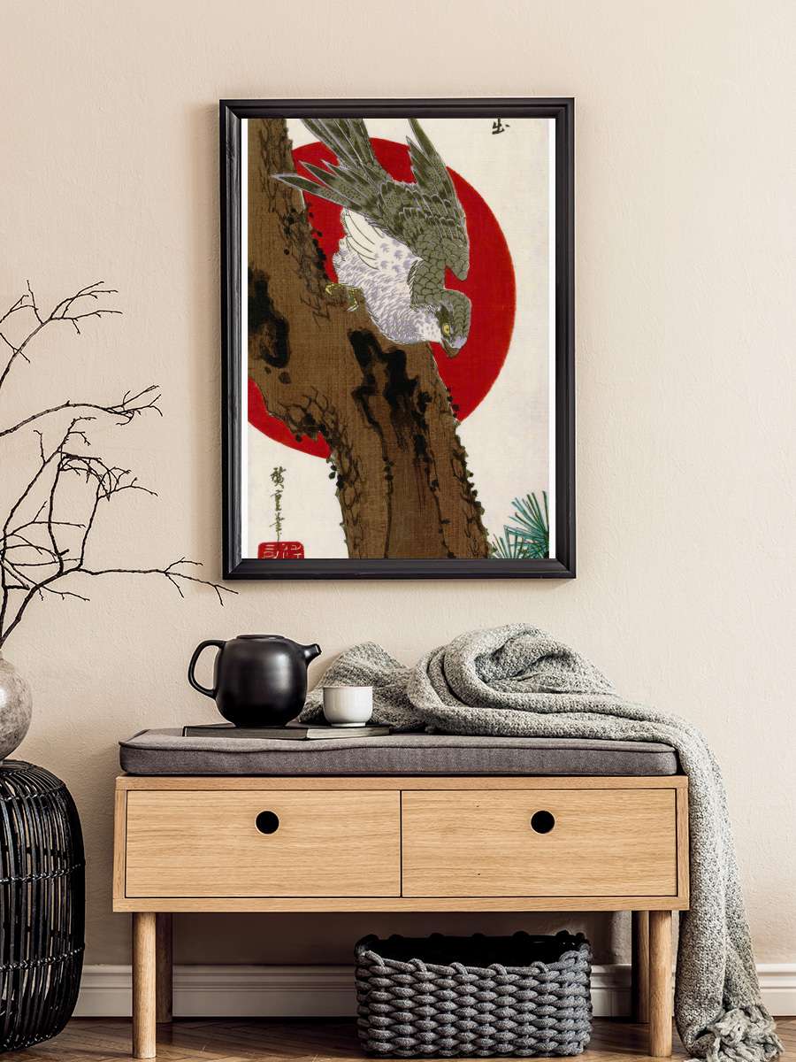 The Hawk & Red Sun (Japan) … - Utagawa Hiroshige Sanatsal Modern Tablo Siyah Çerçeveli Poster Modern Duvar Tablo