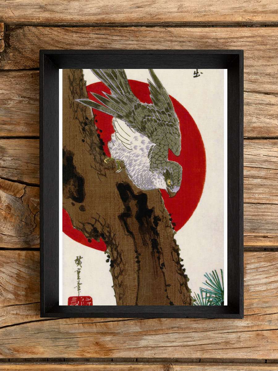 The Hawk & Red Sun (Japan) … - Utagawa Hiroshige Sanatsal Modern Tablo Siyah Çerçeveli Poster Modern Duvar Tablo