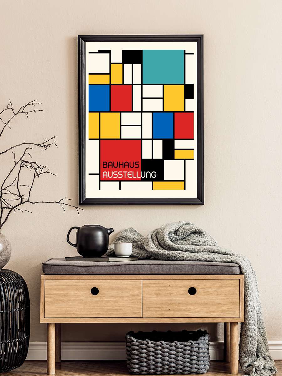 Bauhaus Geometric Design Retro Sanatsal Modern Tablo Siyah Çerçeveli Poster Modern Duvar Tablo