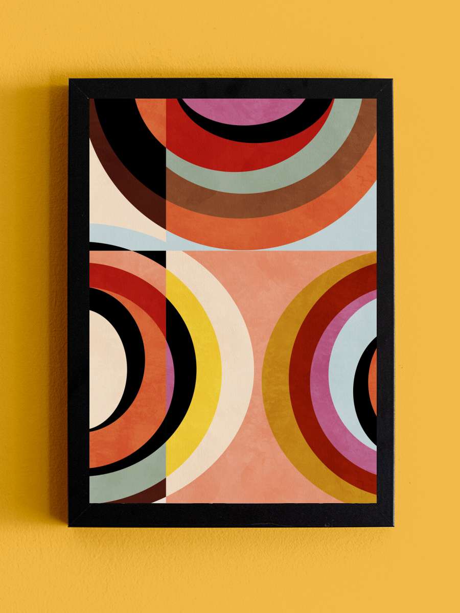 Warm Colors Bauhaus Geometry3 Sanatsal Modern Tablo Siyah Çerçeveli Poster Modern Duvar Tablo