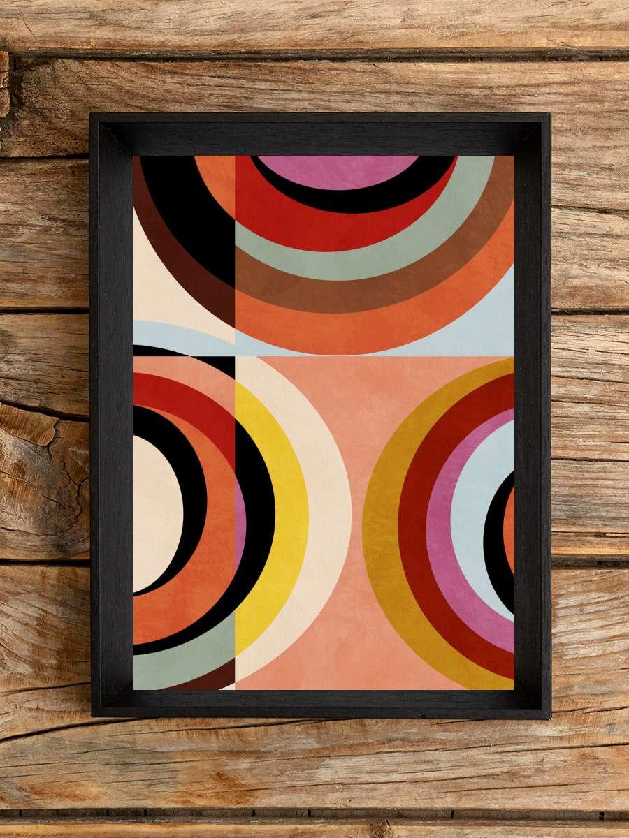 Warm Colors Bauhaus Geometry3 Sanatsal Modern Tablo Siyah Çerçeveli Poster Modern Duvar Tablo