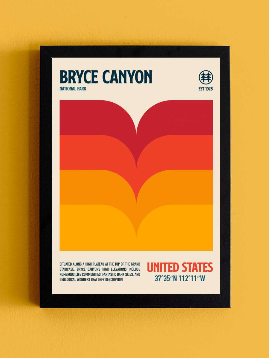 Bryce Canyon National Park… Park Travel Poster Sanatsal Modern Tablo Siyah Çerçeveli Poster Modern Duvar Tablo