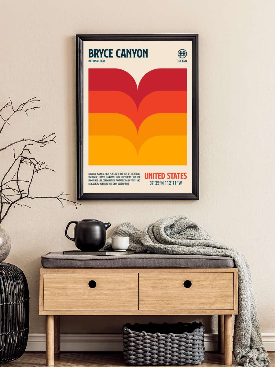 Bryce Canyon National Park… Park Travel Poster Sanatsal Modern Tablo Siyah Çerçeveli Poster Modern Duvar Tablo