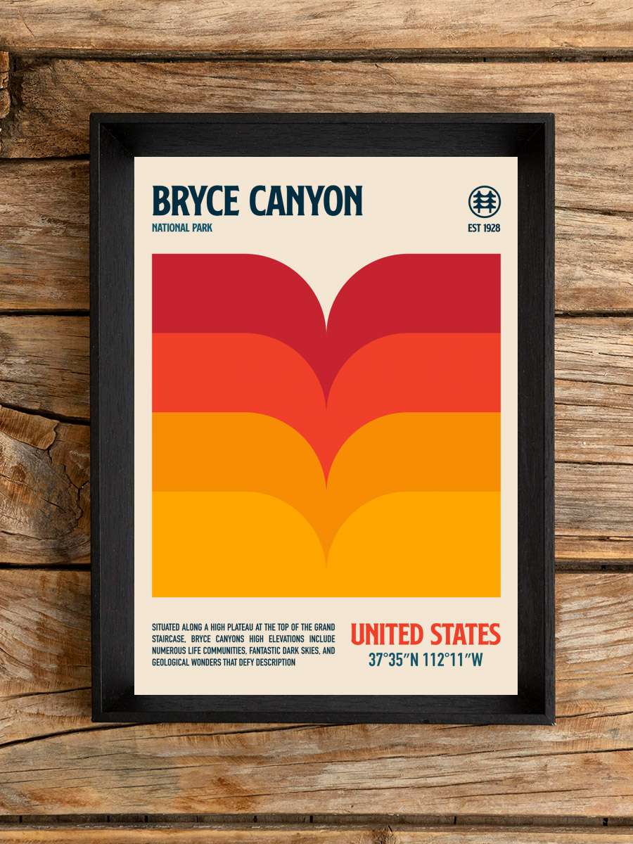 Bryce Canyon National Park… Park Travel Poster Sanatsal Modern Tablo Siyah Çerçeveli Poster Modern Duvar Tablo