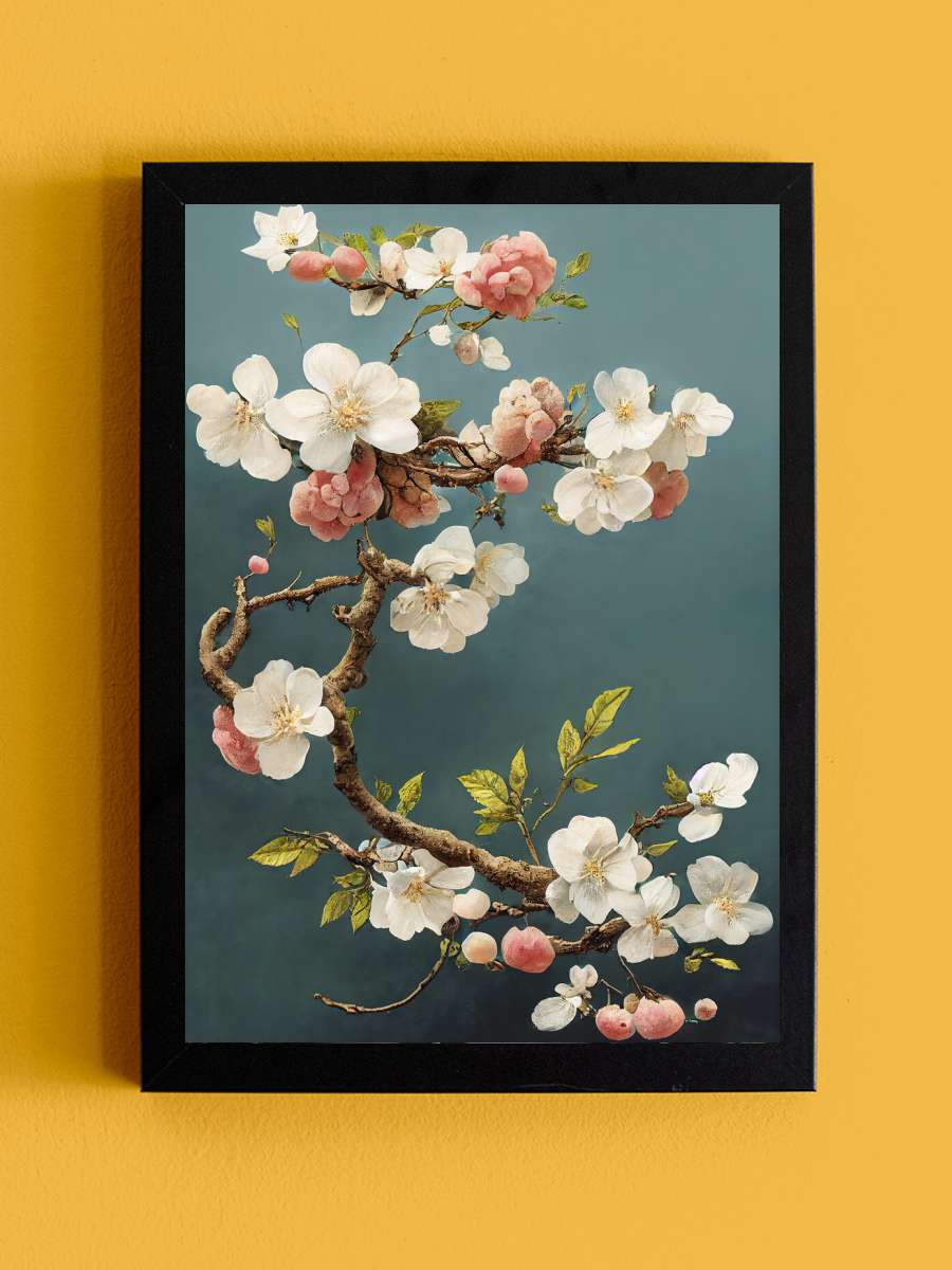 White Cherry Blossoms Sanatsal Modern Tablo Siyah Çerçeveli Poster Modern Duvar Tablo