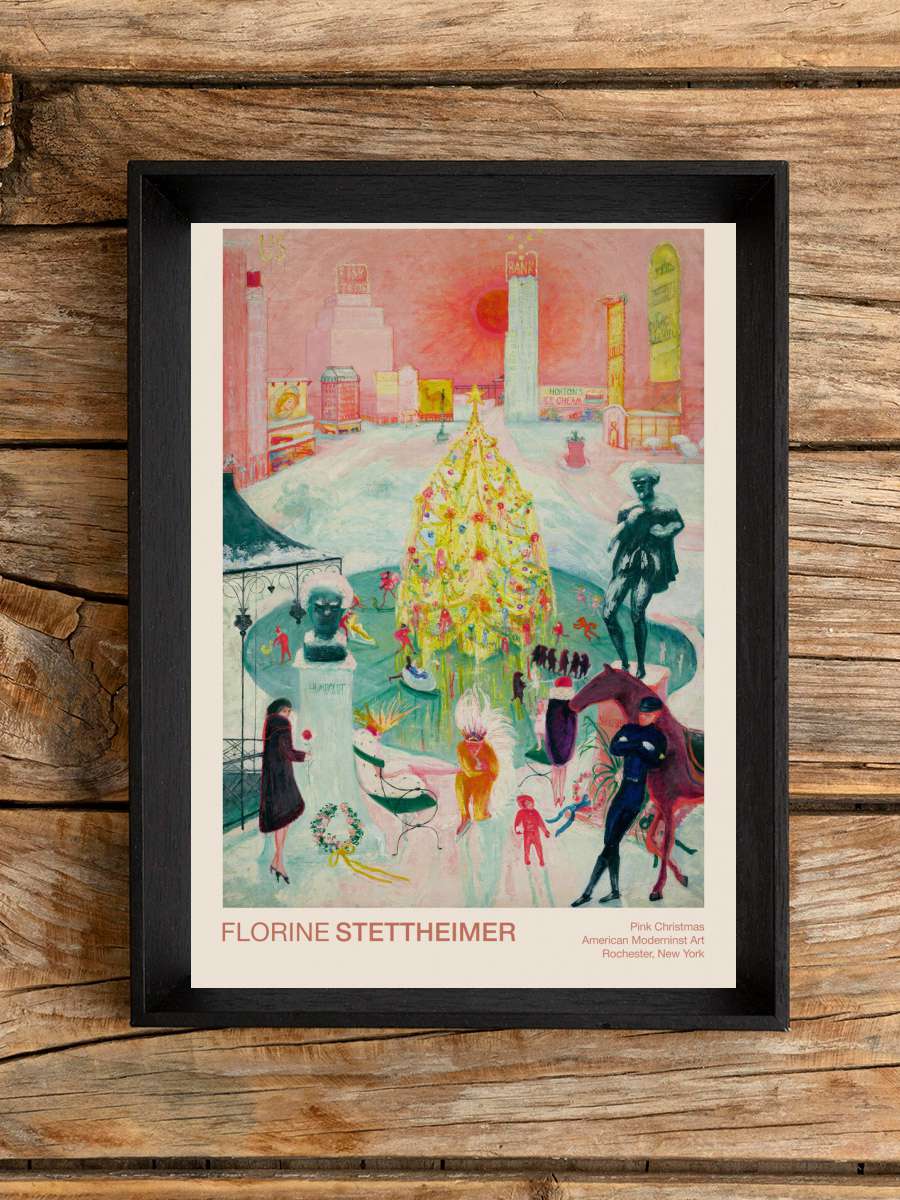 Pink Christmas (Retro / Festive… Festive Camp /… Sanatsal Modern Tablo Siyah Çerçeveli Poster Modern Duvar Tablo