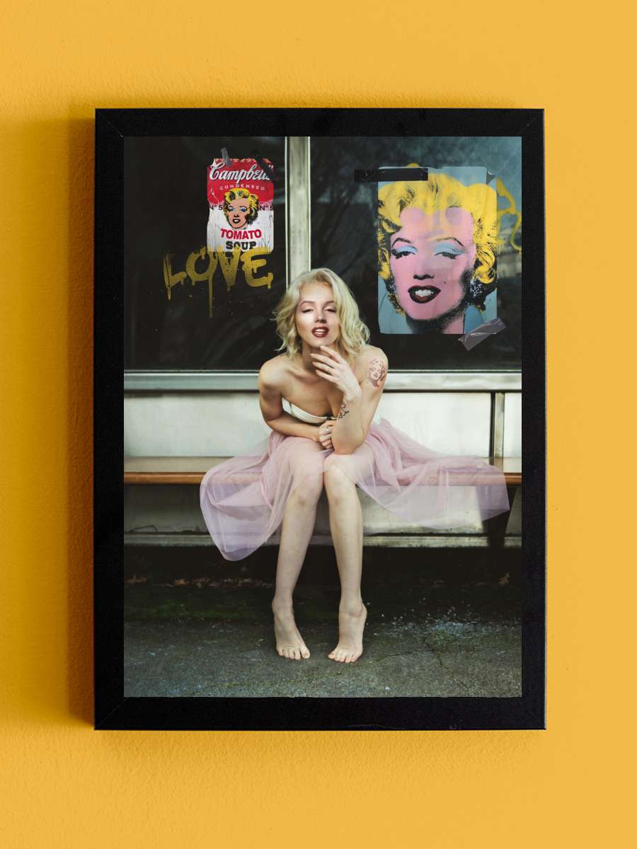 New Marilyn Sanatsal Modern Tablo Siyah Çerçeveli Poster Modern Duvar Tablo