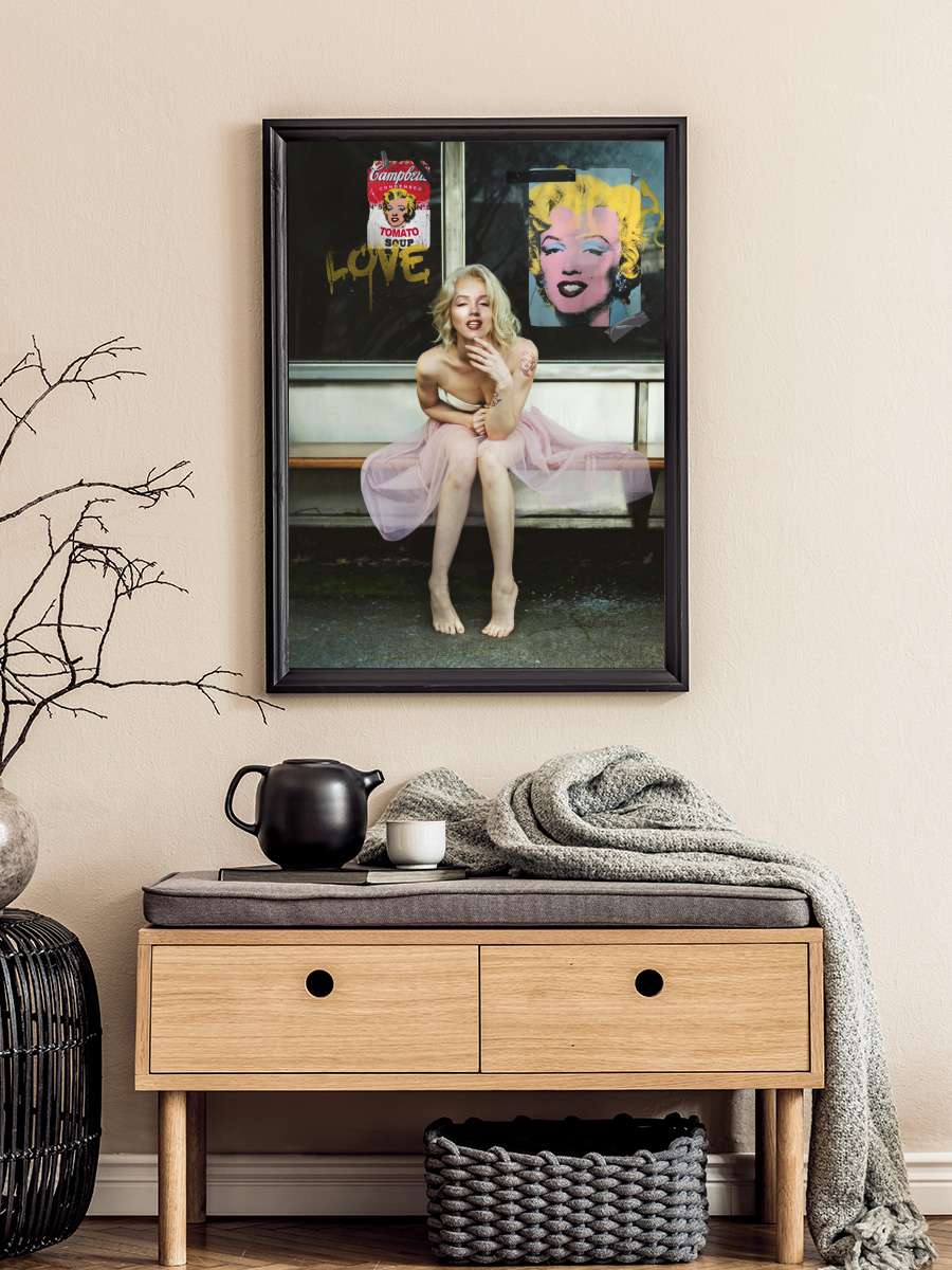 New Marilyn Sanatsal Modern Tablo Siyah Çerçeveli Poster Modern Duvar Tablo