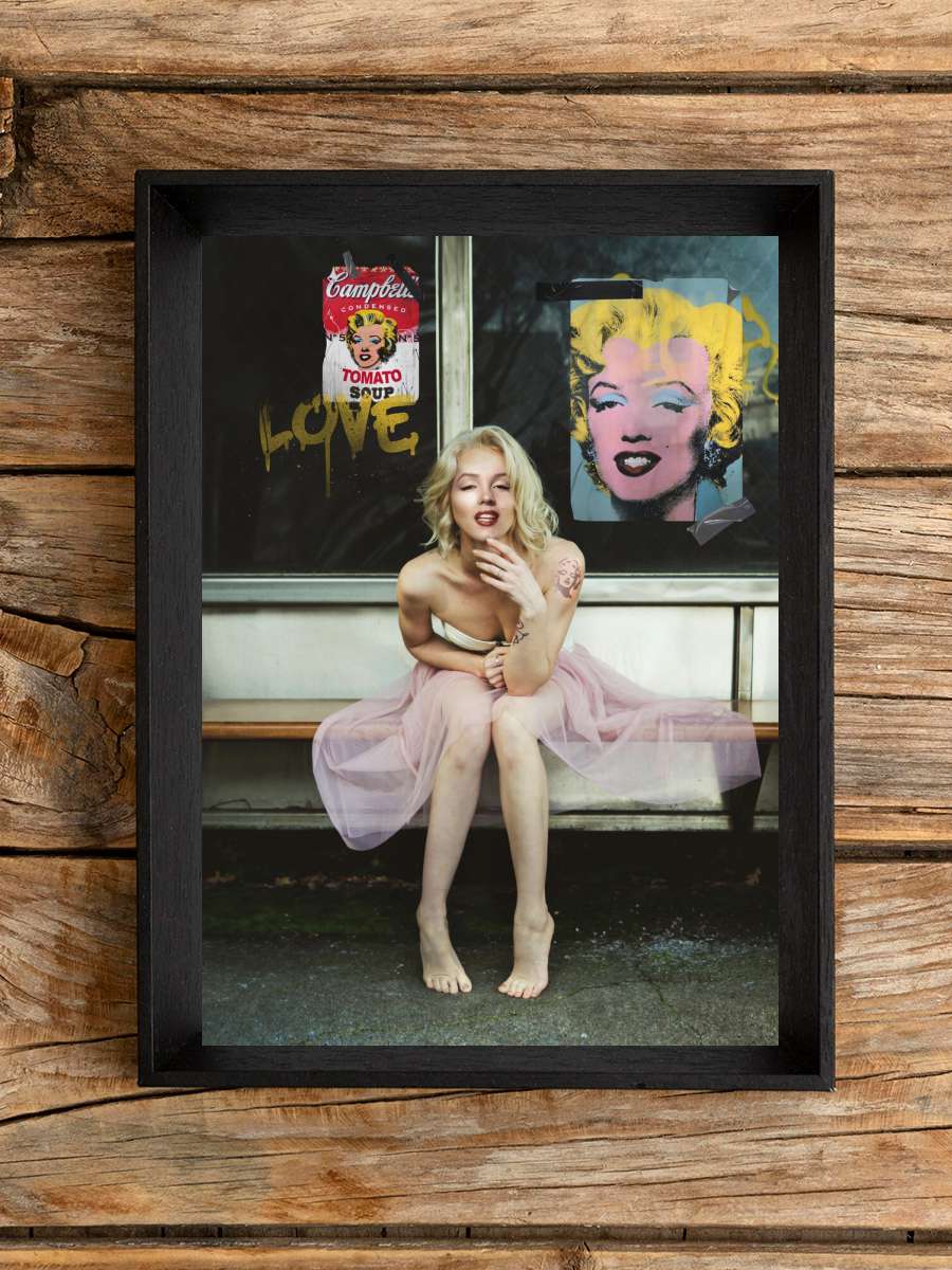 New Marilyn Sanatsal Modern Tablo Siyah Çerçeveli Poster Modern Duvar Tablo